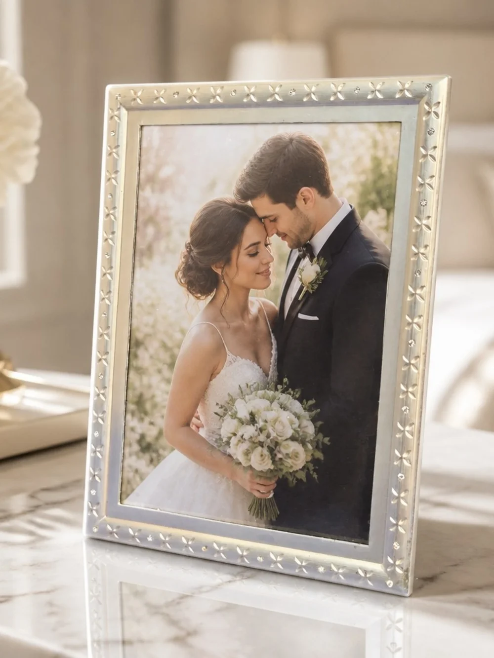 Silver Decorative Photo Frame Rhinestones - Elegant Home Accents